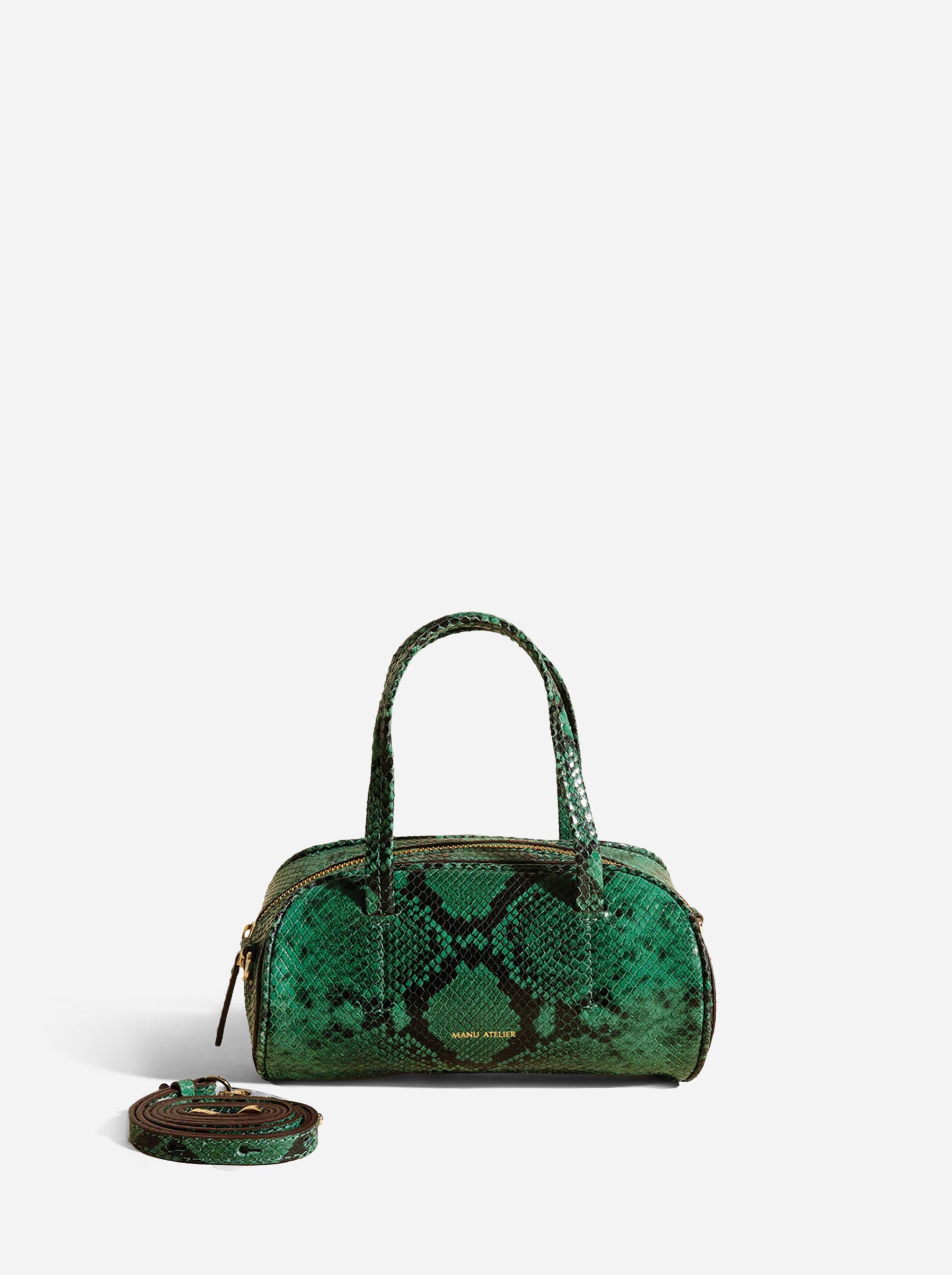 Hourglass Bowling Bag Green Snake Embossed