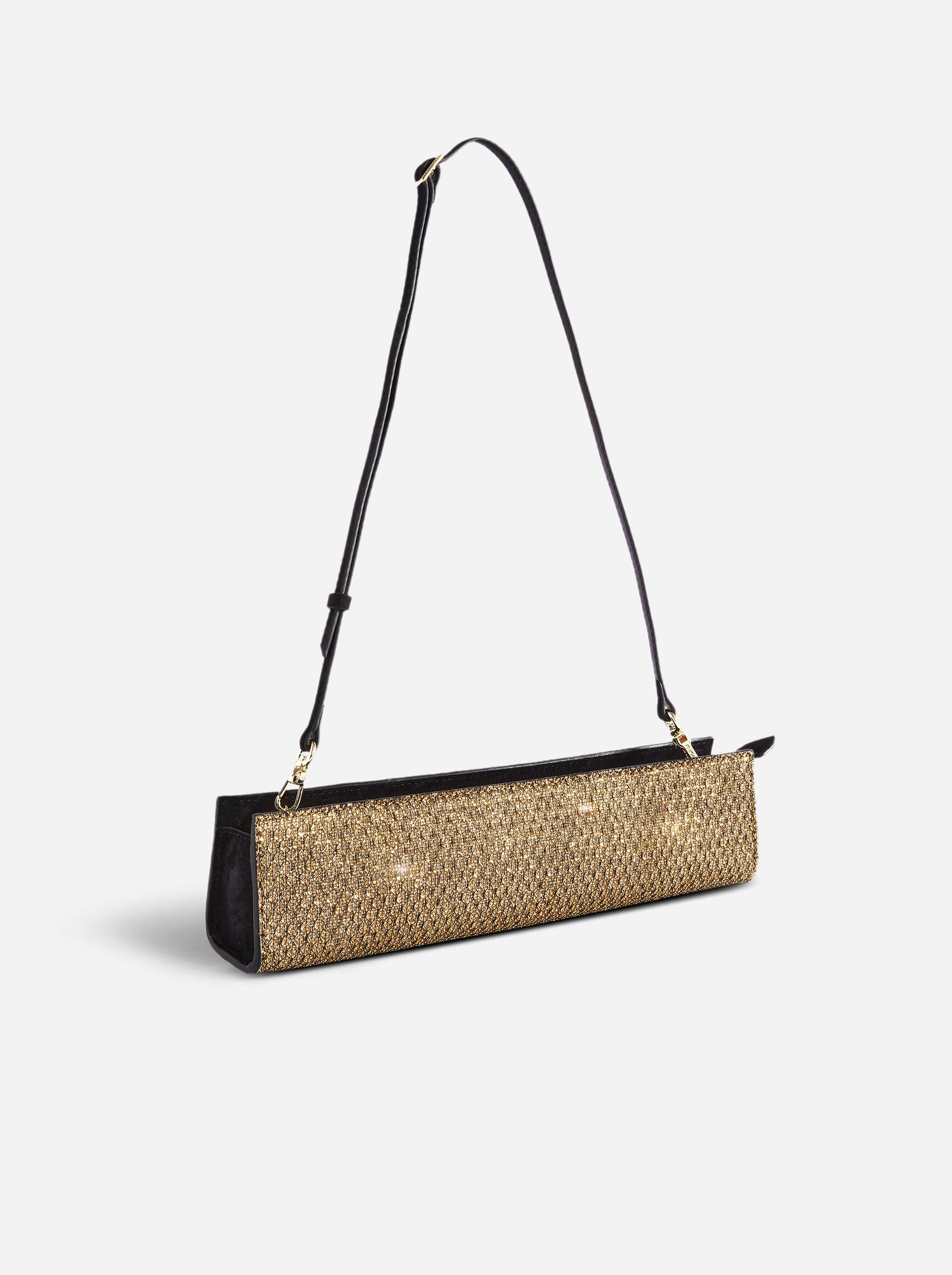 Pencil Box Gold Mesh & Black Suede Side