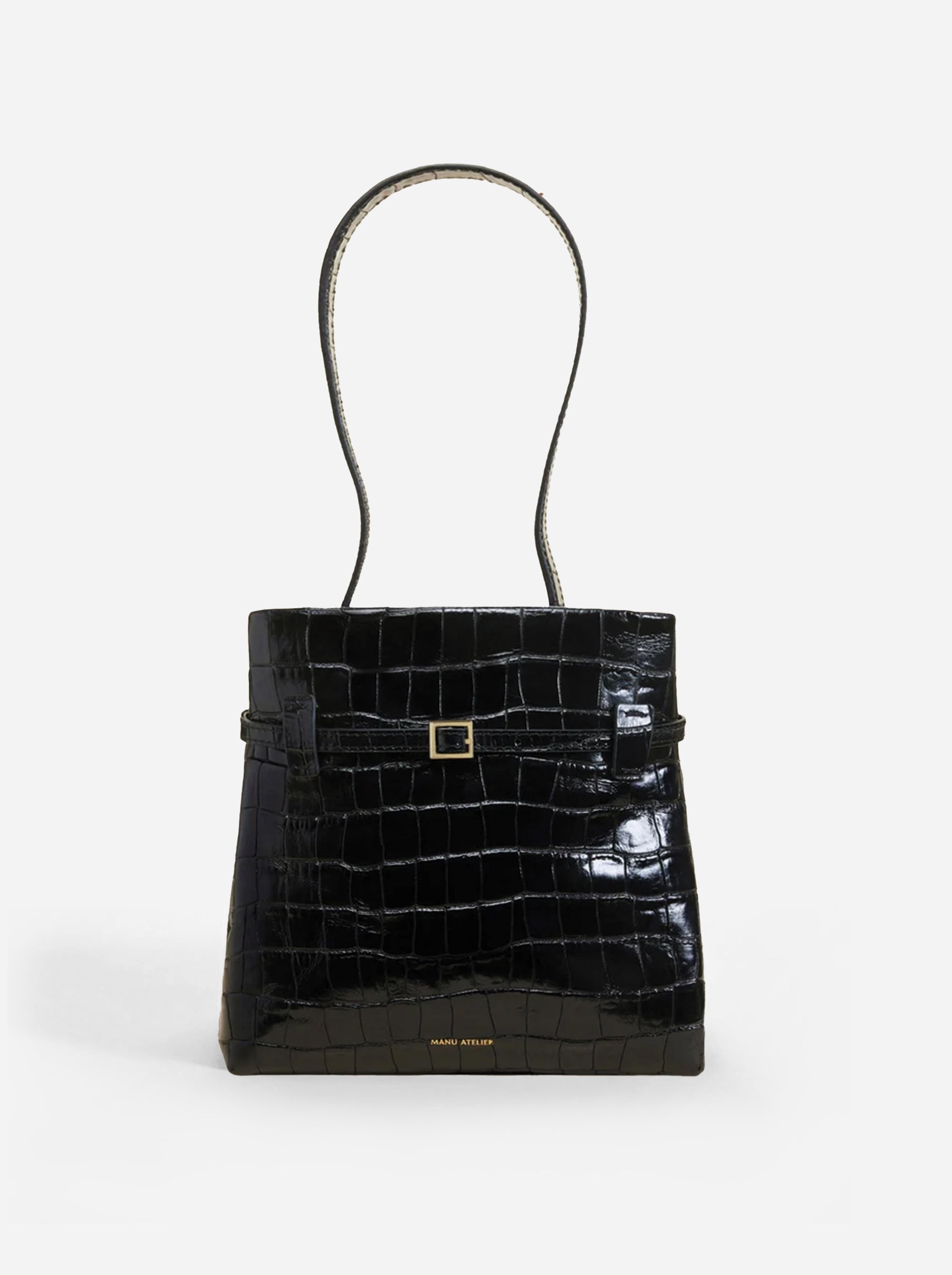 Mini Tote Du Jour Croc Embossed Calf Leather Black