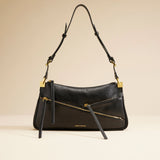 Three Zipped Grained Calf Leather Black 