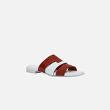 15 Woven Leather Slippers Red bole & White