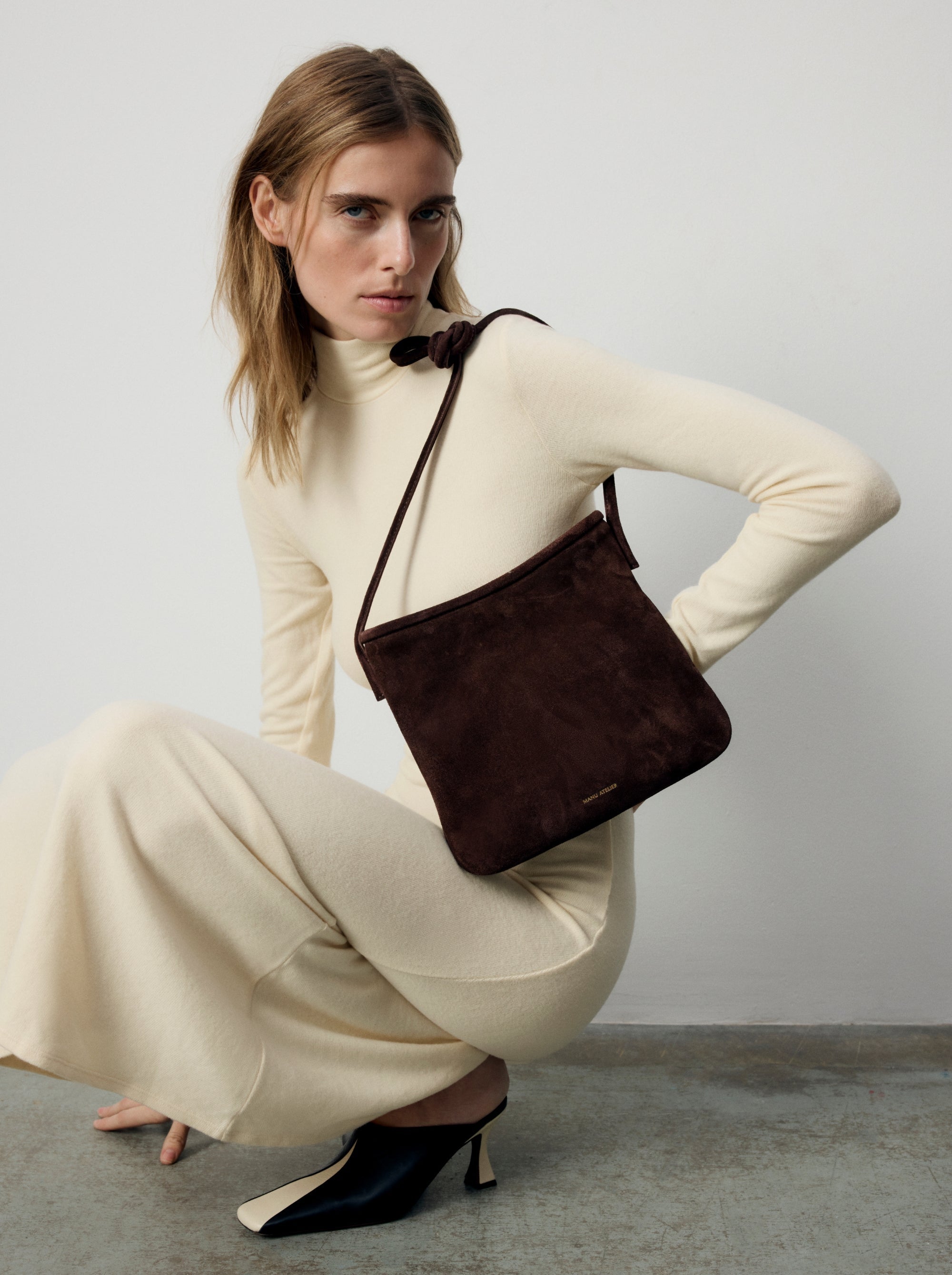 Fidele Deep Brown Suede on Model