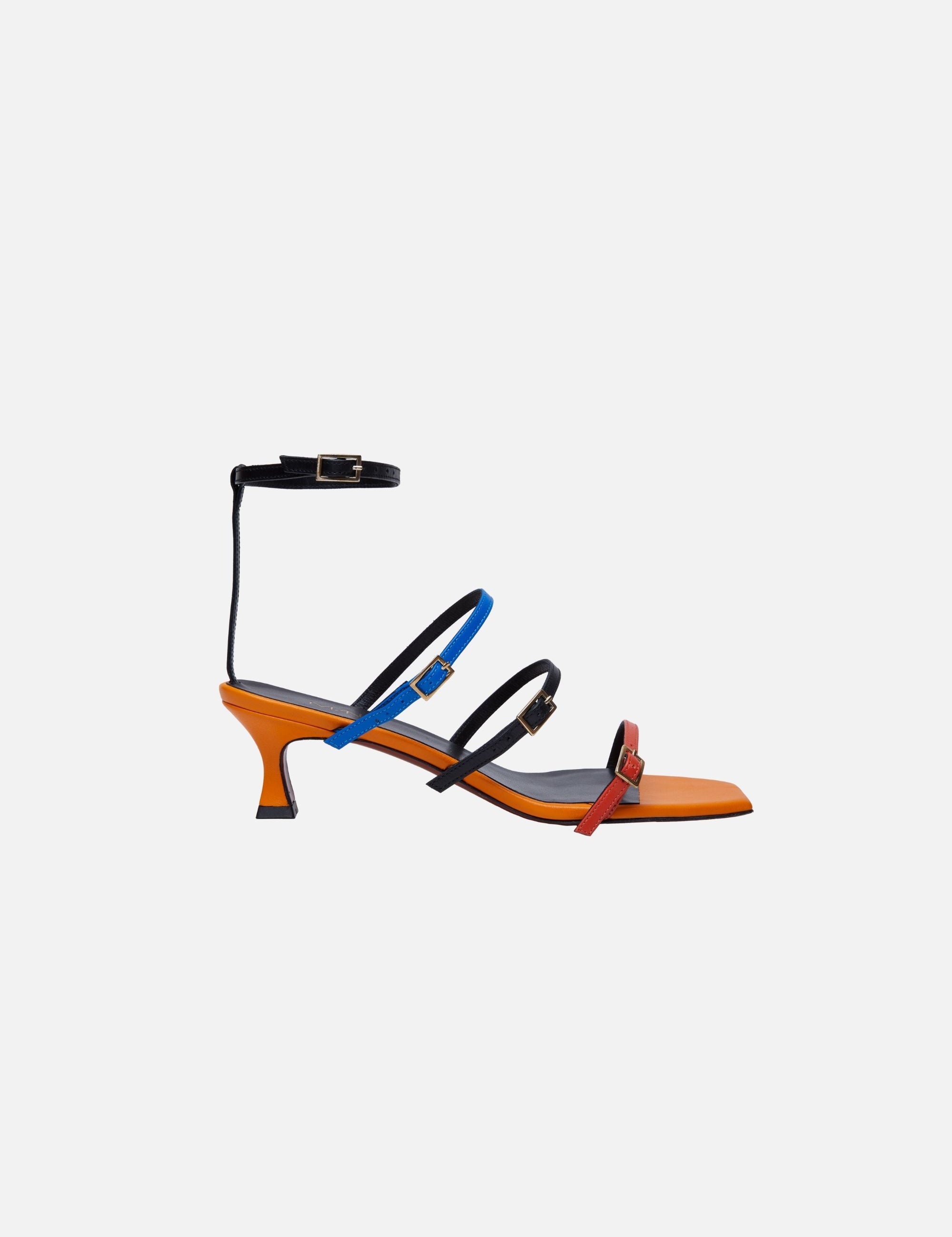 Naomi Sandals Pale Orange & Black & Matisse Blue Soft