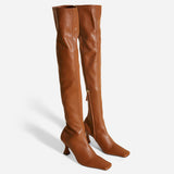 Over Knee High Duck Boots Walnut