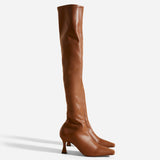 Over Knee High Duck Boots Walnut Side
