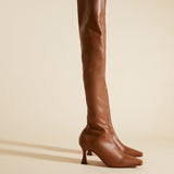 Over Knee High Duck Boots Walnut Side