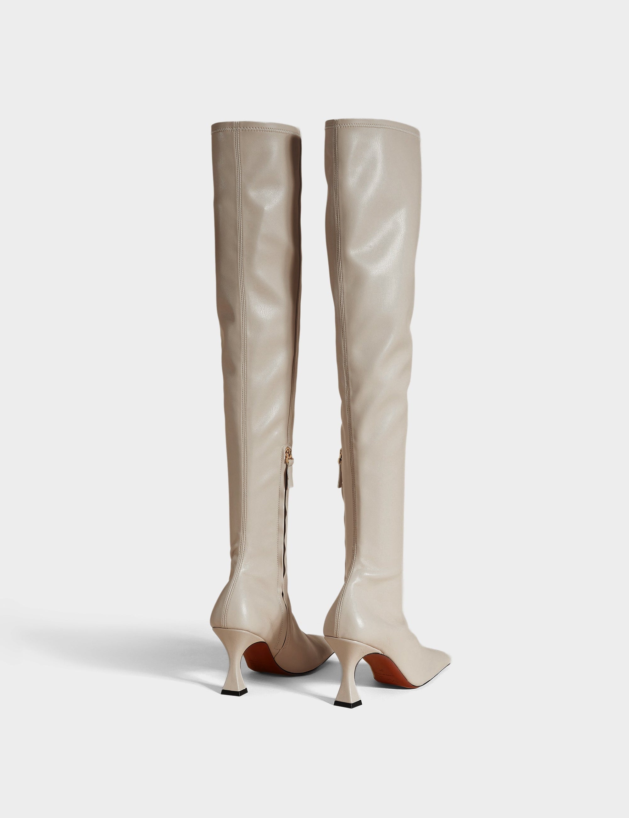 Over Knee High Duck Boots Light Grey Back