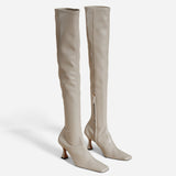 Over Knee High Duck Boots Light Grey Front
