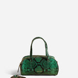 Hourglass Bowling Bag Green Snake Embossed