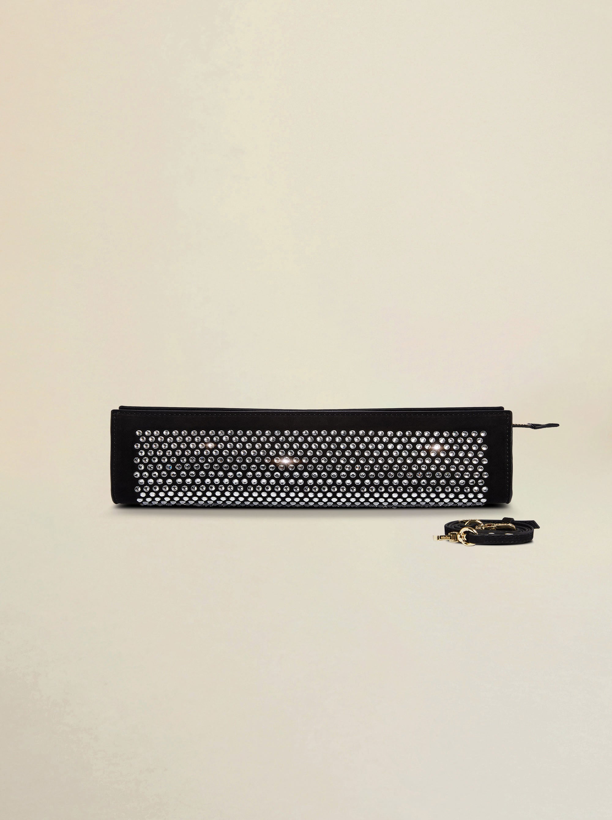 Pencil Box Black Suede with Crystals