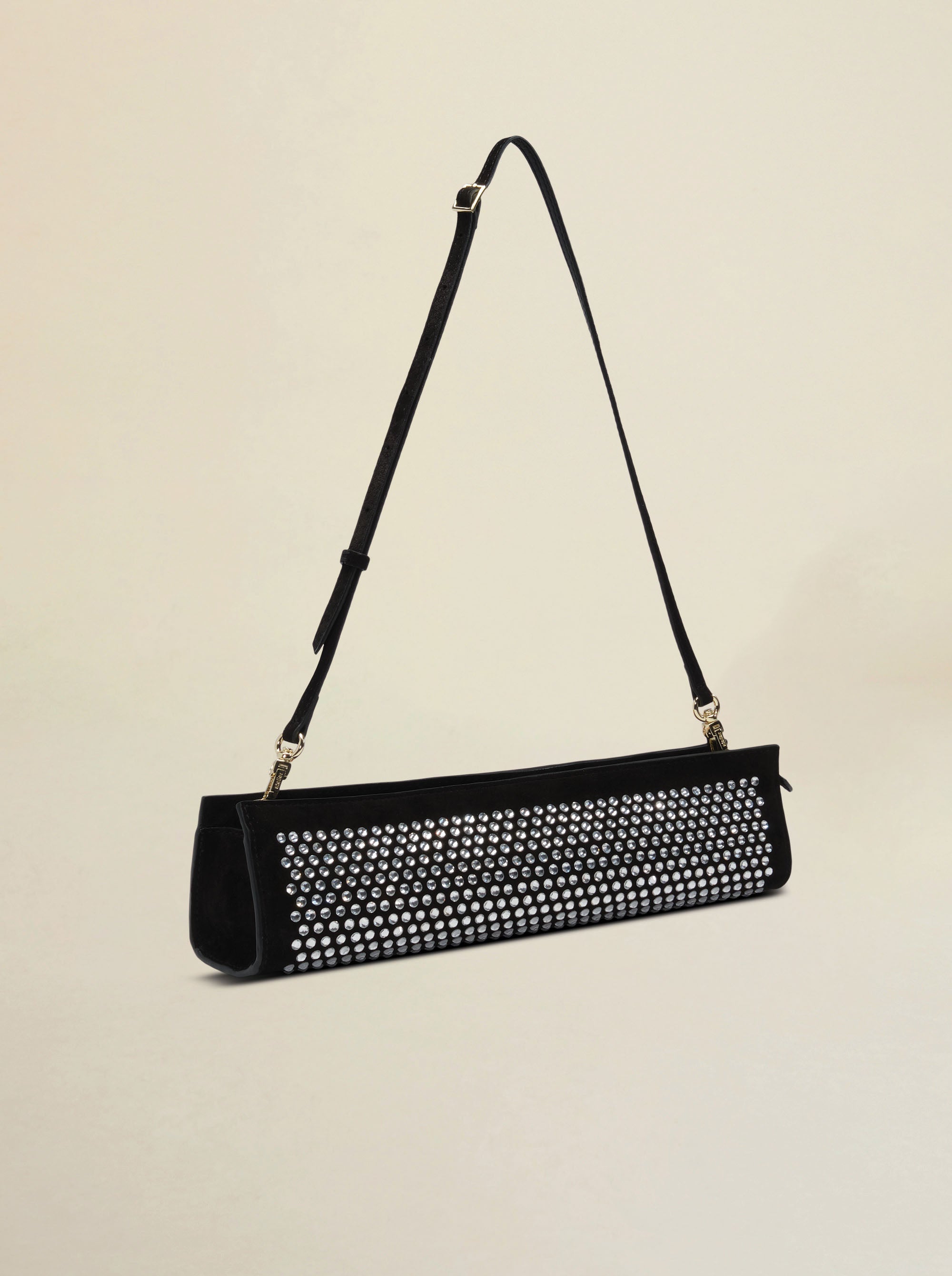 Pencil Box Black Suede with Crystals Side