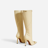 Knee High Pointy Toe Boots Vanilla