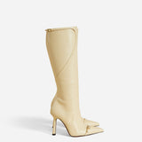 Knee High Pointy Toe Boots Vanilla