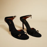 Almond Toe Sandals Black Suede