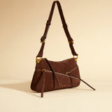 Three Zipped Chocolate Suede Side