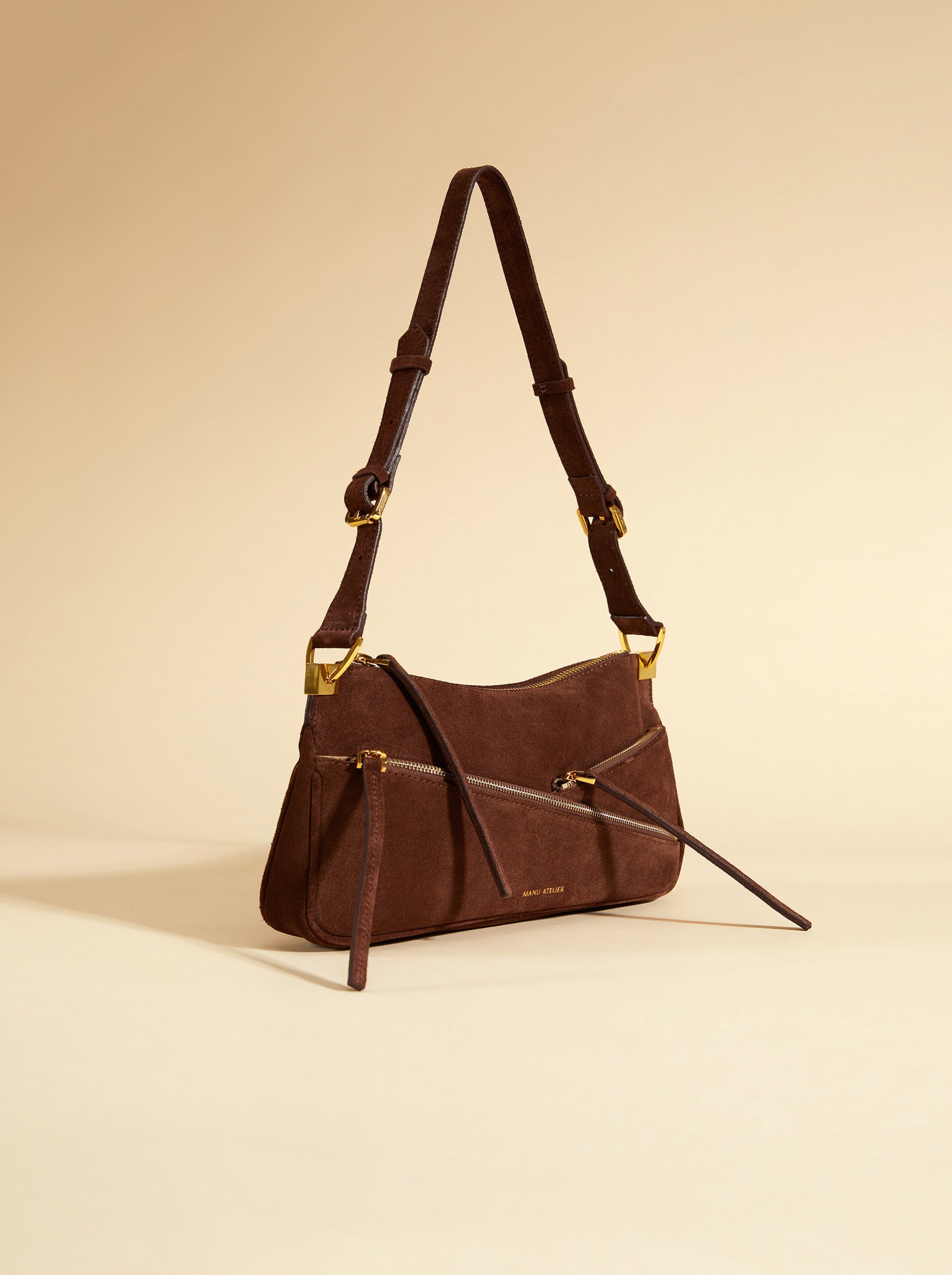 Three Zipped Chocolate Suede Side