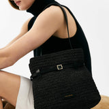 Mini Tote du Jour Black Crochet with a model
