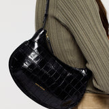 Ilda Black Croc with a model