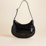 Ilda Croc Embossed Calf Leather Black 