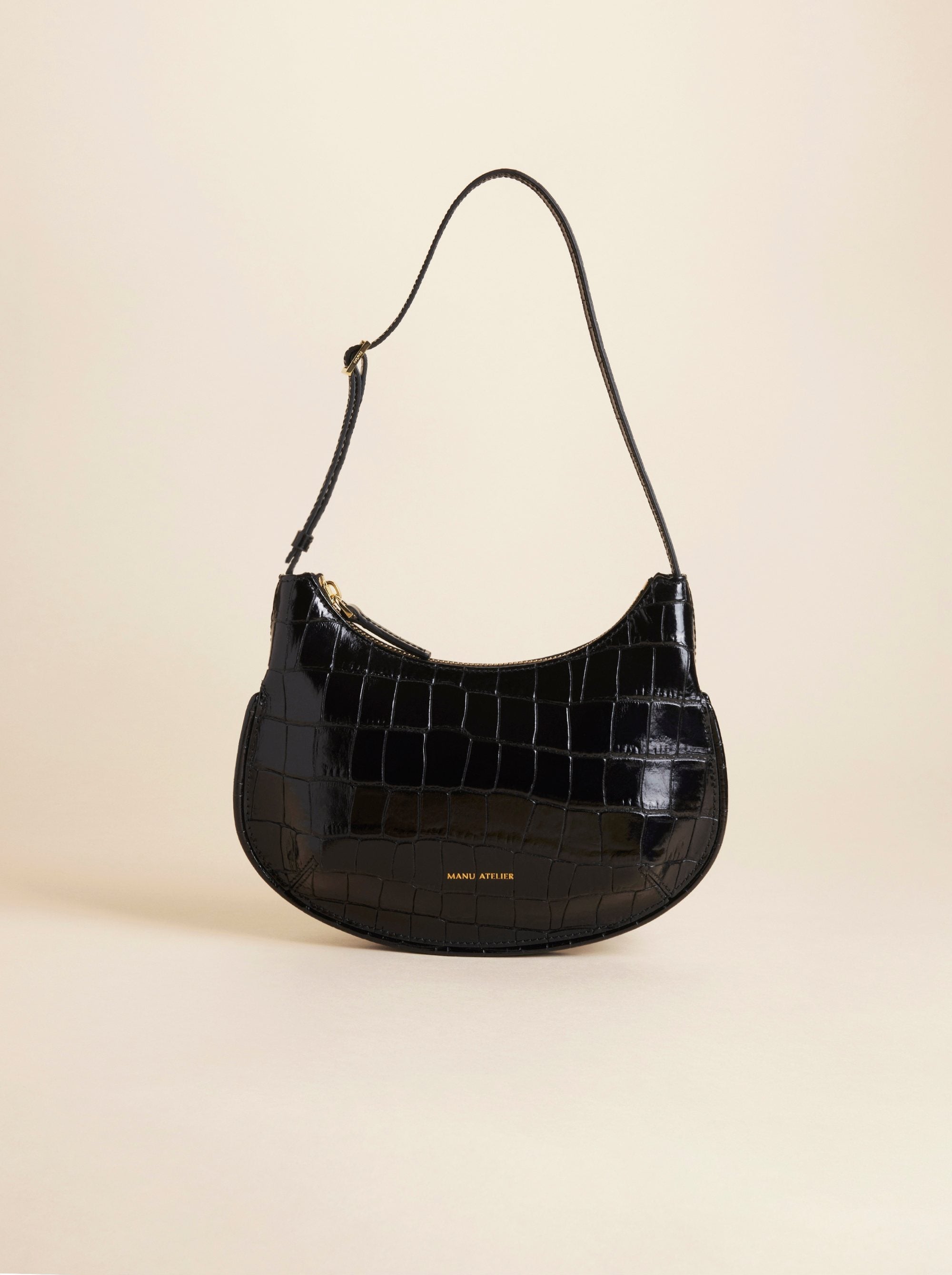 Ilda Croc Embossed Calf Leather Black 