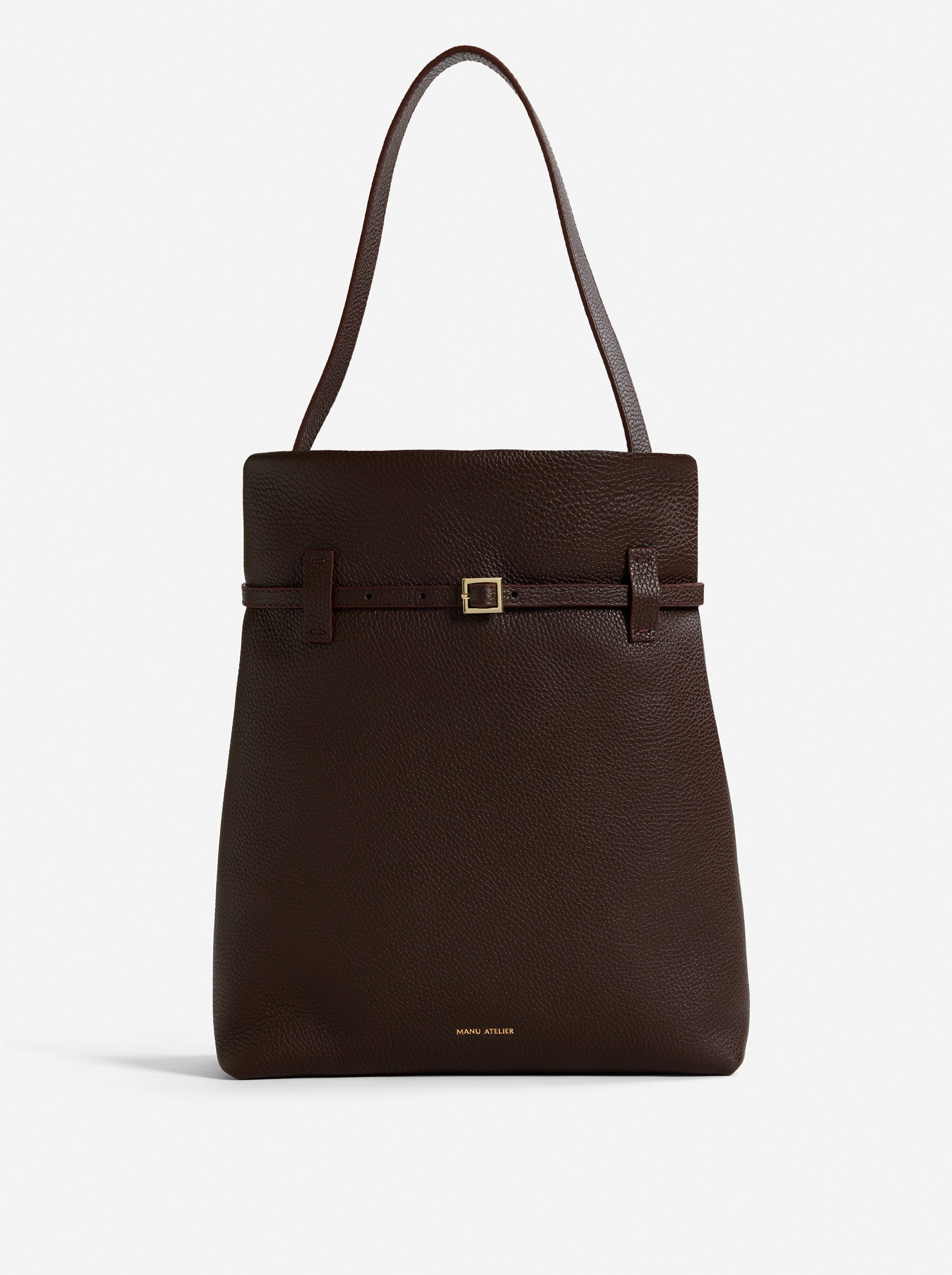 Tote Du Jour  Calf Skin Leather Deep Brown Front