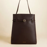 Tote Du Jour  Calf Skin Leather Deep Brown 