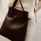 Tote Du Jour Calf Skin Leather Deep Brown in a lifestyle shot
