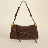 Three Zipped Deep Brown Suede 