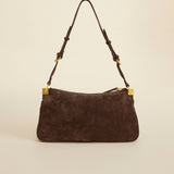 Three Zipped Deep Brown Suede 