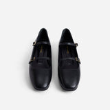 Manu Ballet Flats With Double Belt Black Soft