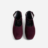 Manu Ballet Flats With Cross Over Ankle Strap Merlot Suede