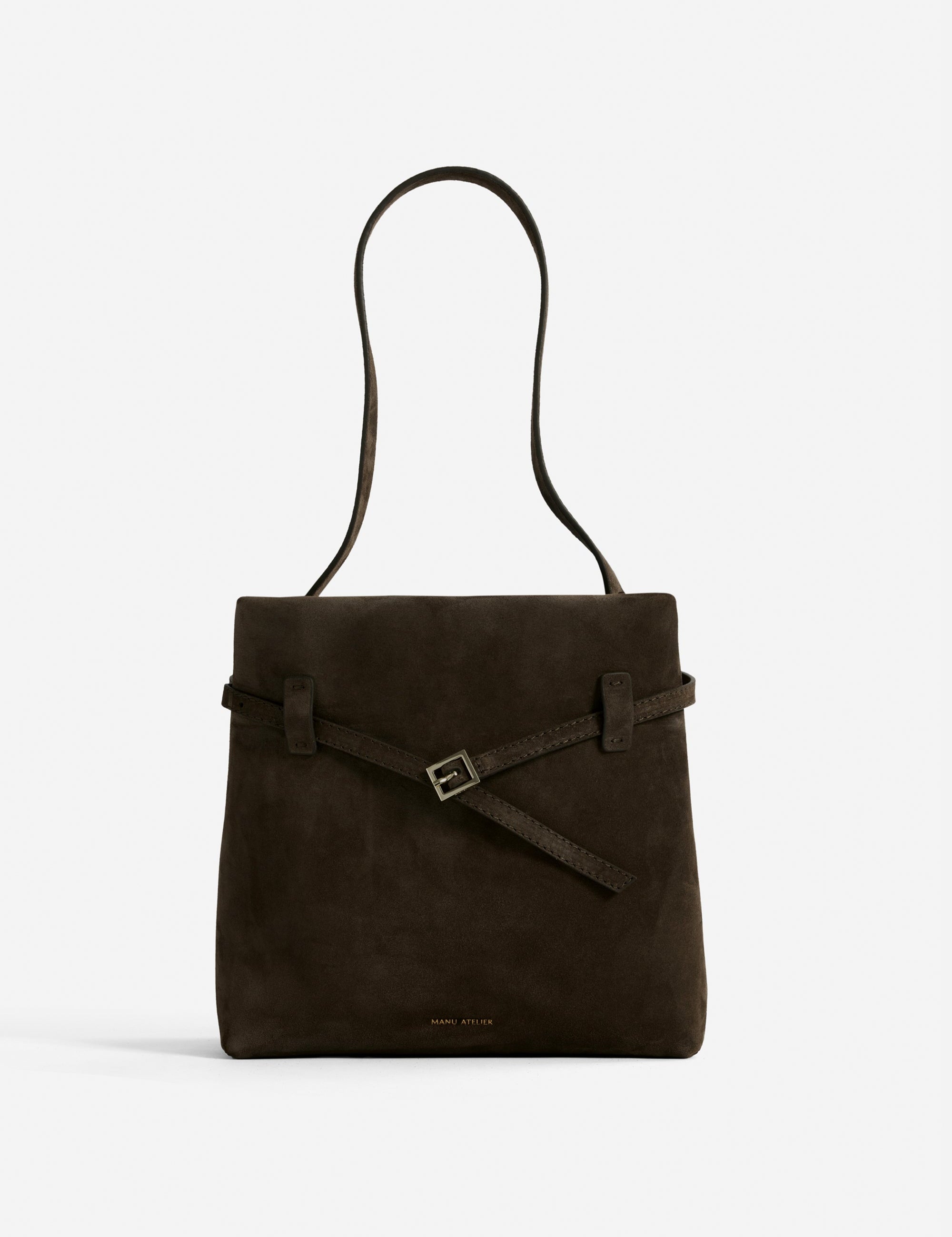 Mini Tote du Jour Tobacco Green Suede Front 01