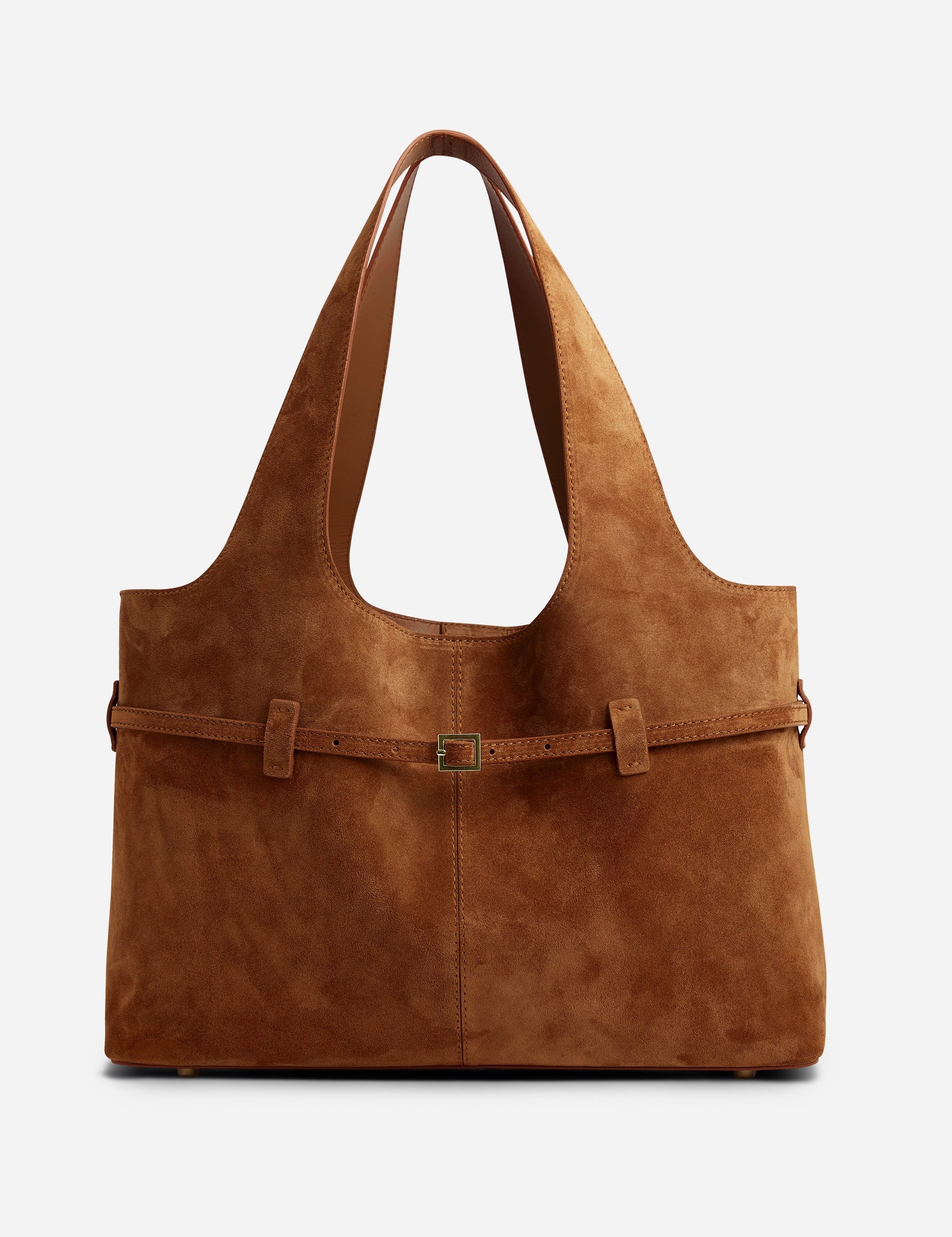 Cambon Cabas Camel Suede Leather Front