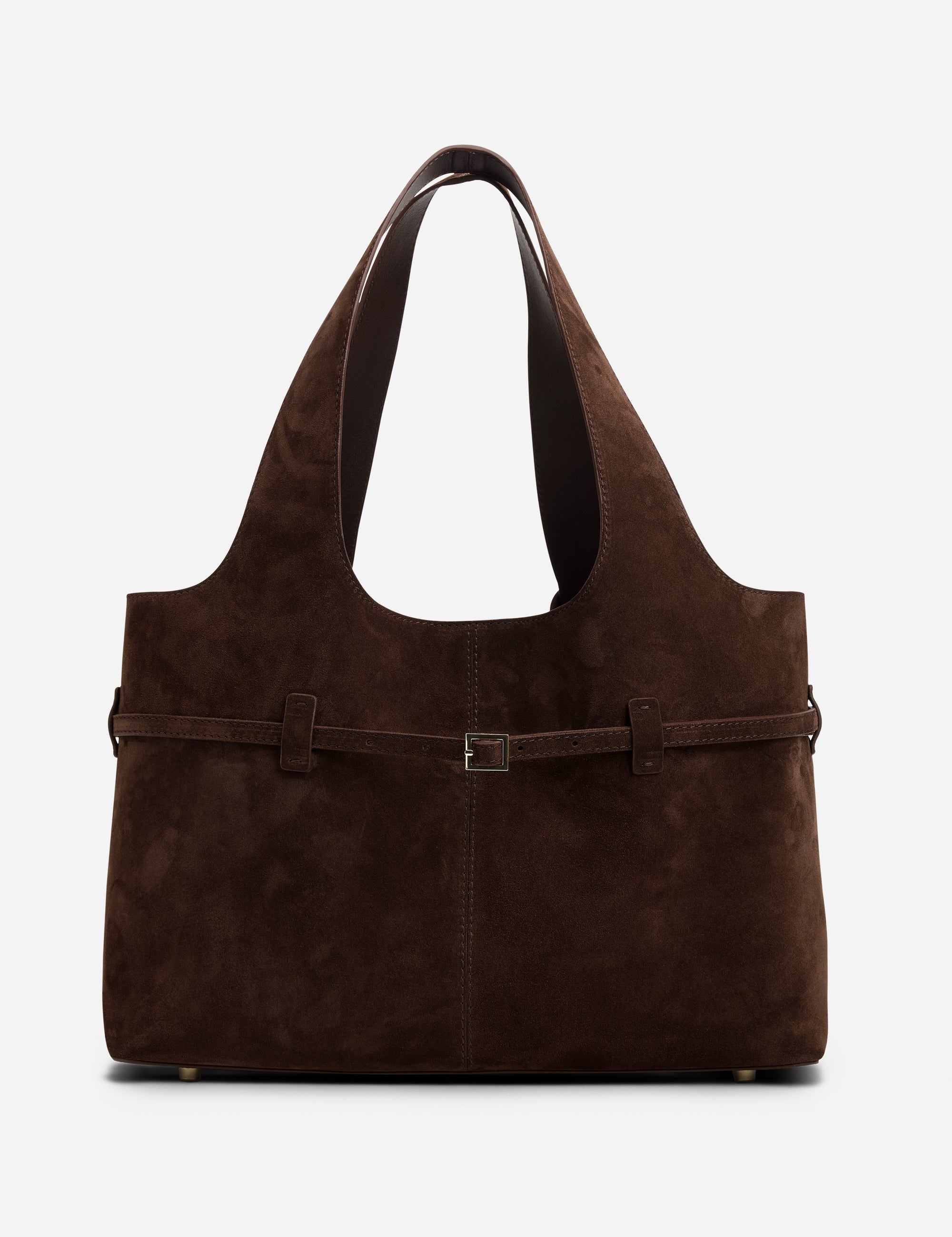 Cambon Cabas Deep Brown Suede Leather Front