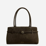 Le Cambon East West Tobacco Green Suede Front