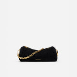 Mini Cylinder Perforated Black Suede Front