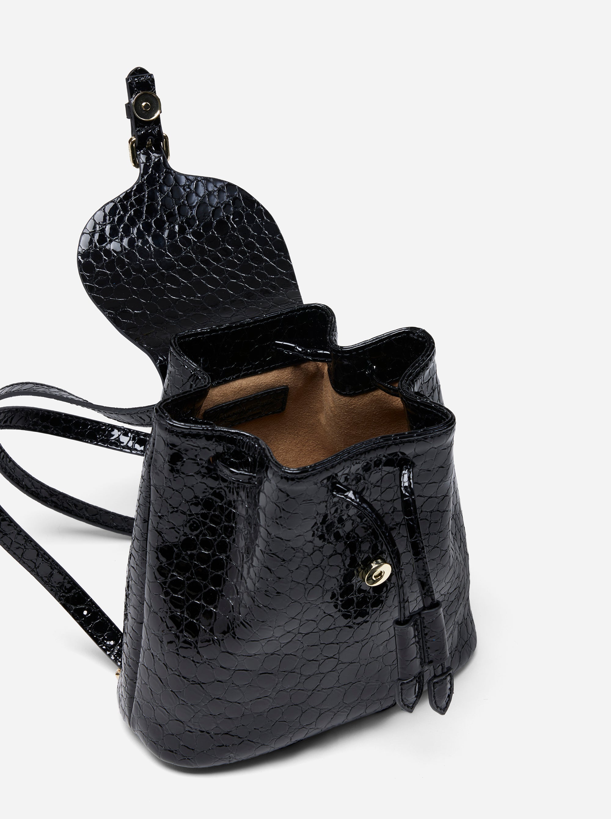Mini Backpack Black Croc inside