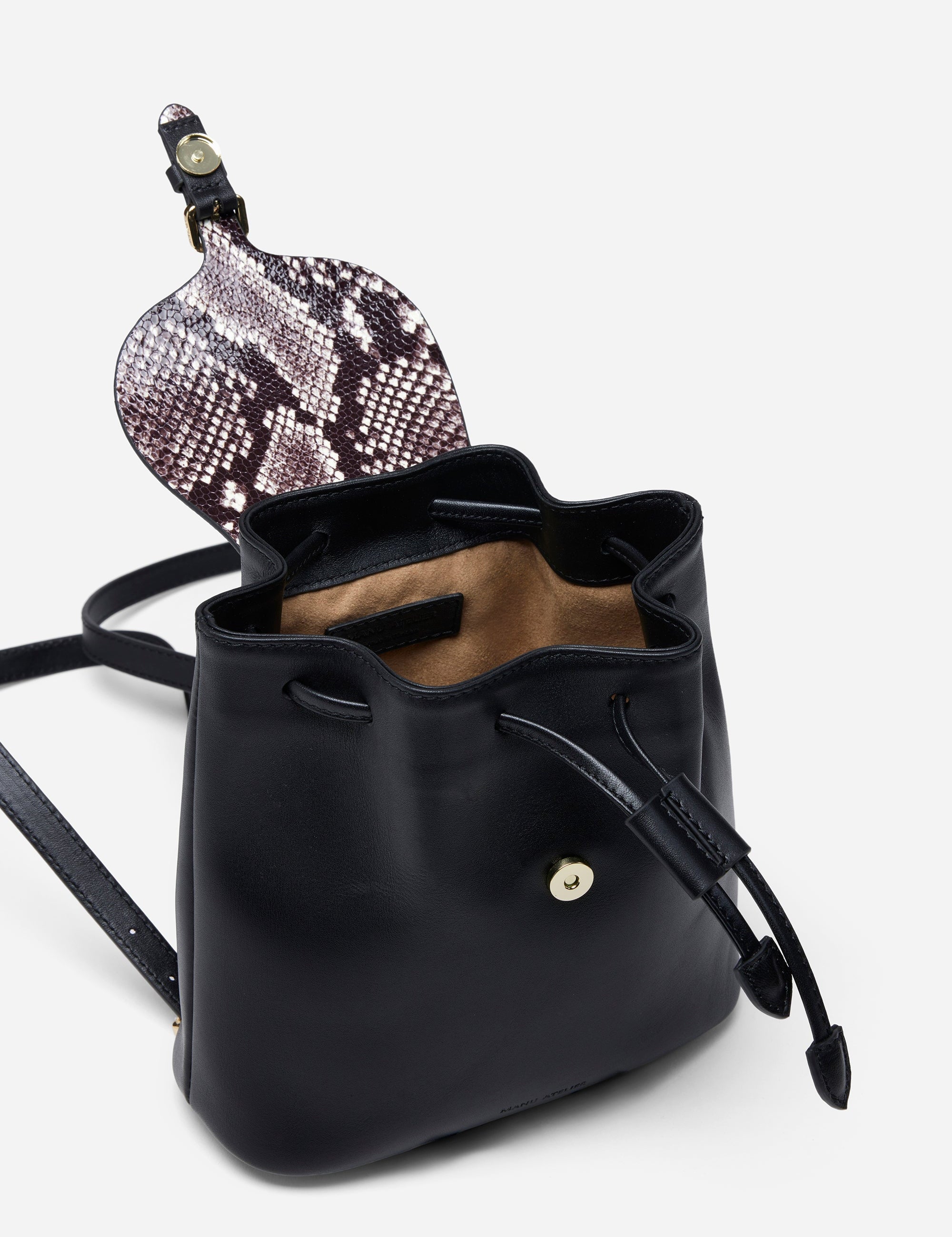 Mini Backpack Snake Embossed & Black Soft inside