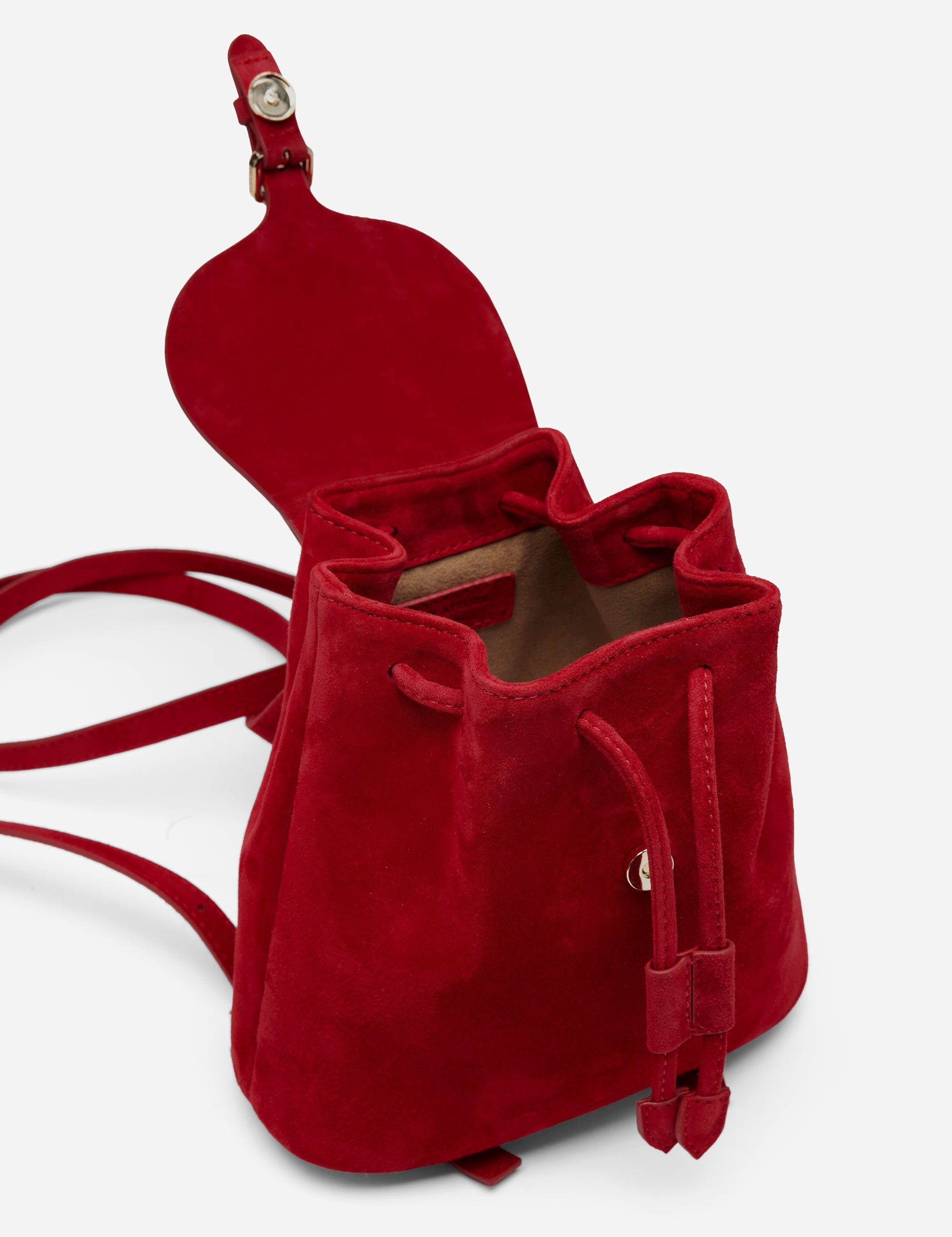 Mini Backpack Red Suede inside