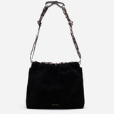 Romy Pouch Black Suede & Snake Embossed