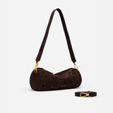 Mini Cylinder Perforated Deep Brown Suede