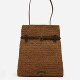 Tote du Jour Bitter Brown Crochet & Bitter Brown Soft Calf Leather front