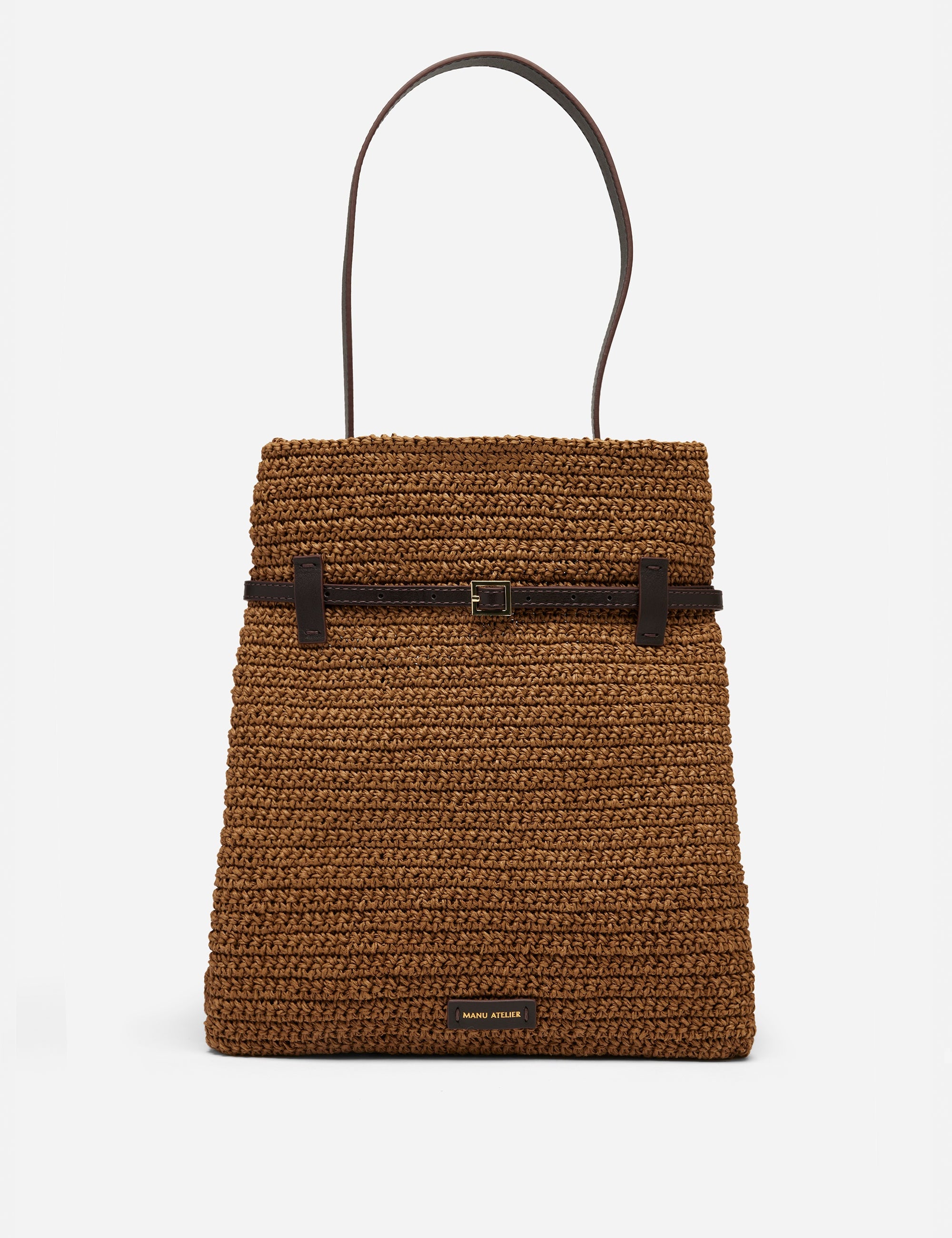 Tote du Jour Bitter Brown Crochet & Bitter Brown Soft Calf Leather front