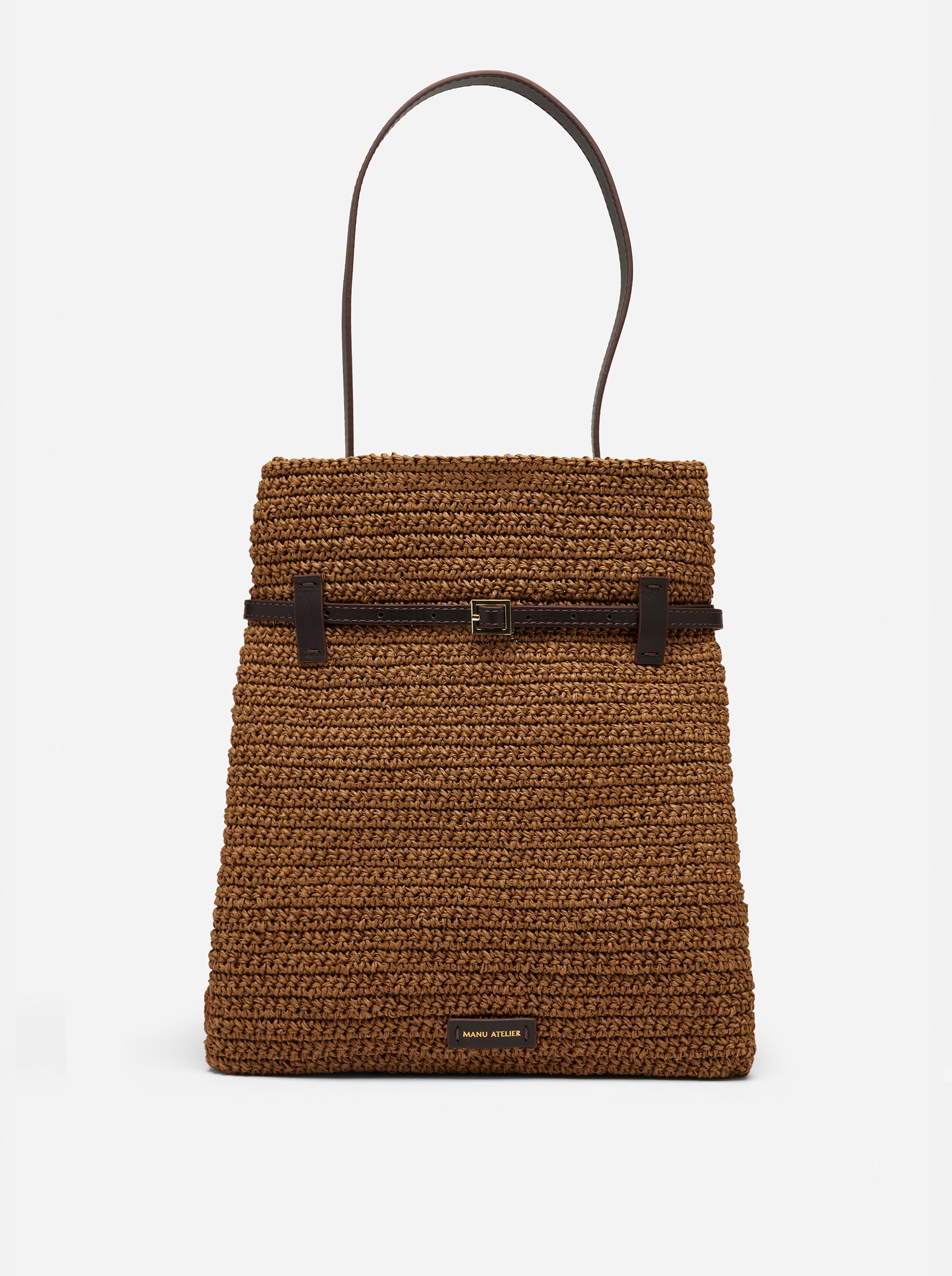 Tote du Jour Bitter Brown Crochet & Bitter Brown Soft Calf Leather front