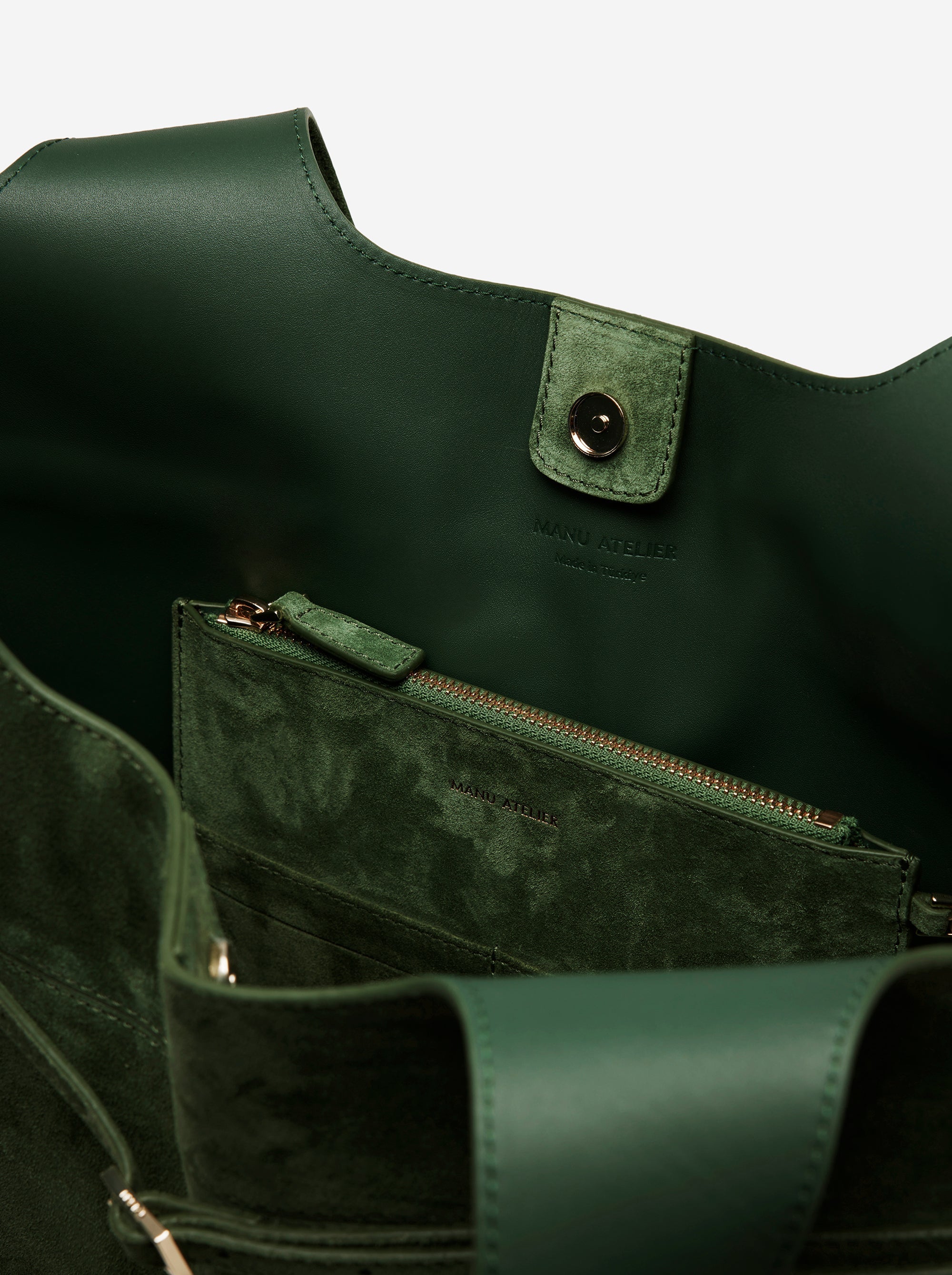 Cambon Cabas Velvet Green Suede Inside