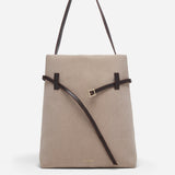 Tote du Jour Beige Canvas & Bitter Brown open front