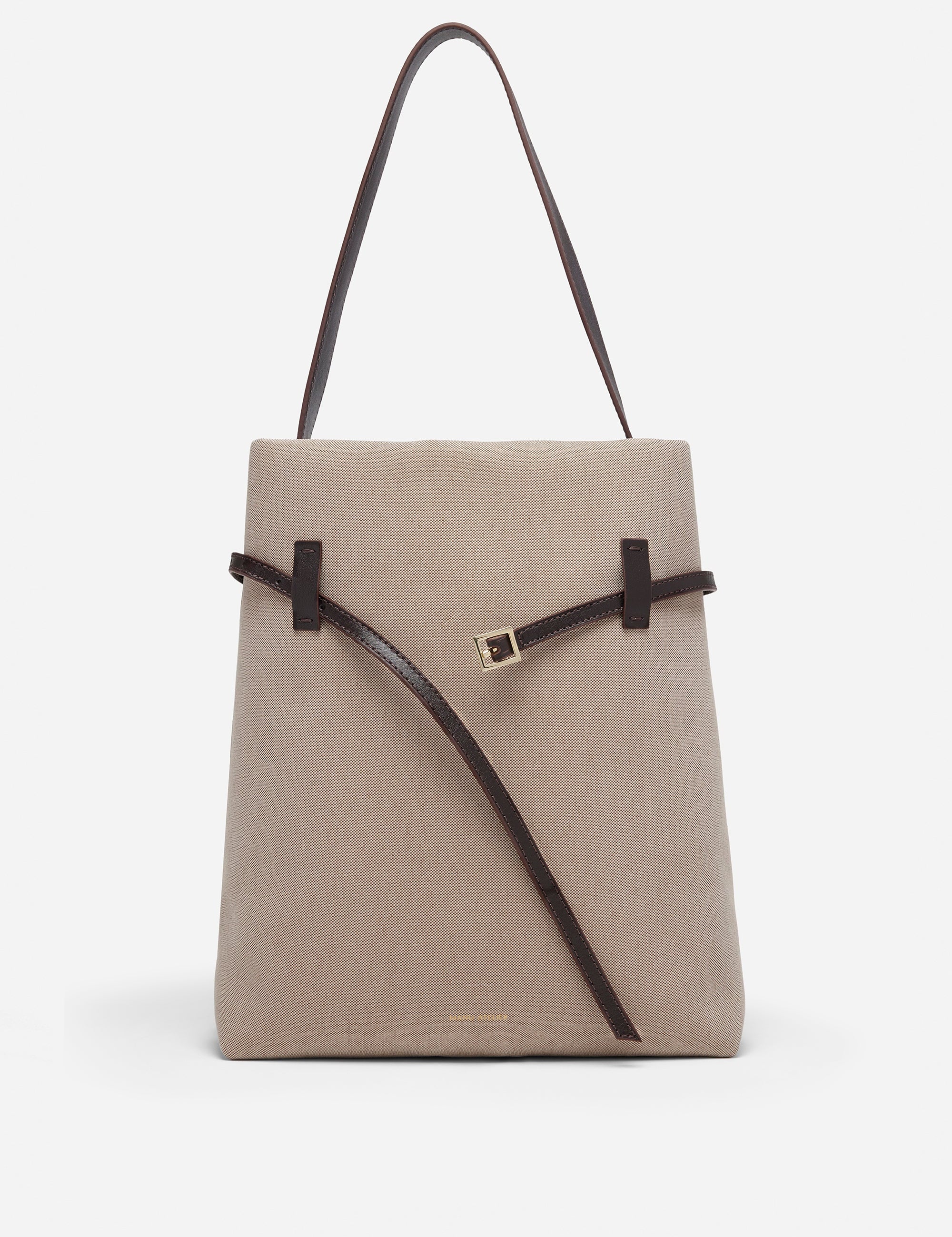 Tote du Jour Beige Canvas & Bitter Brown open front