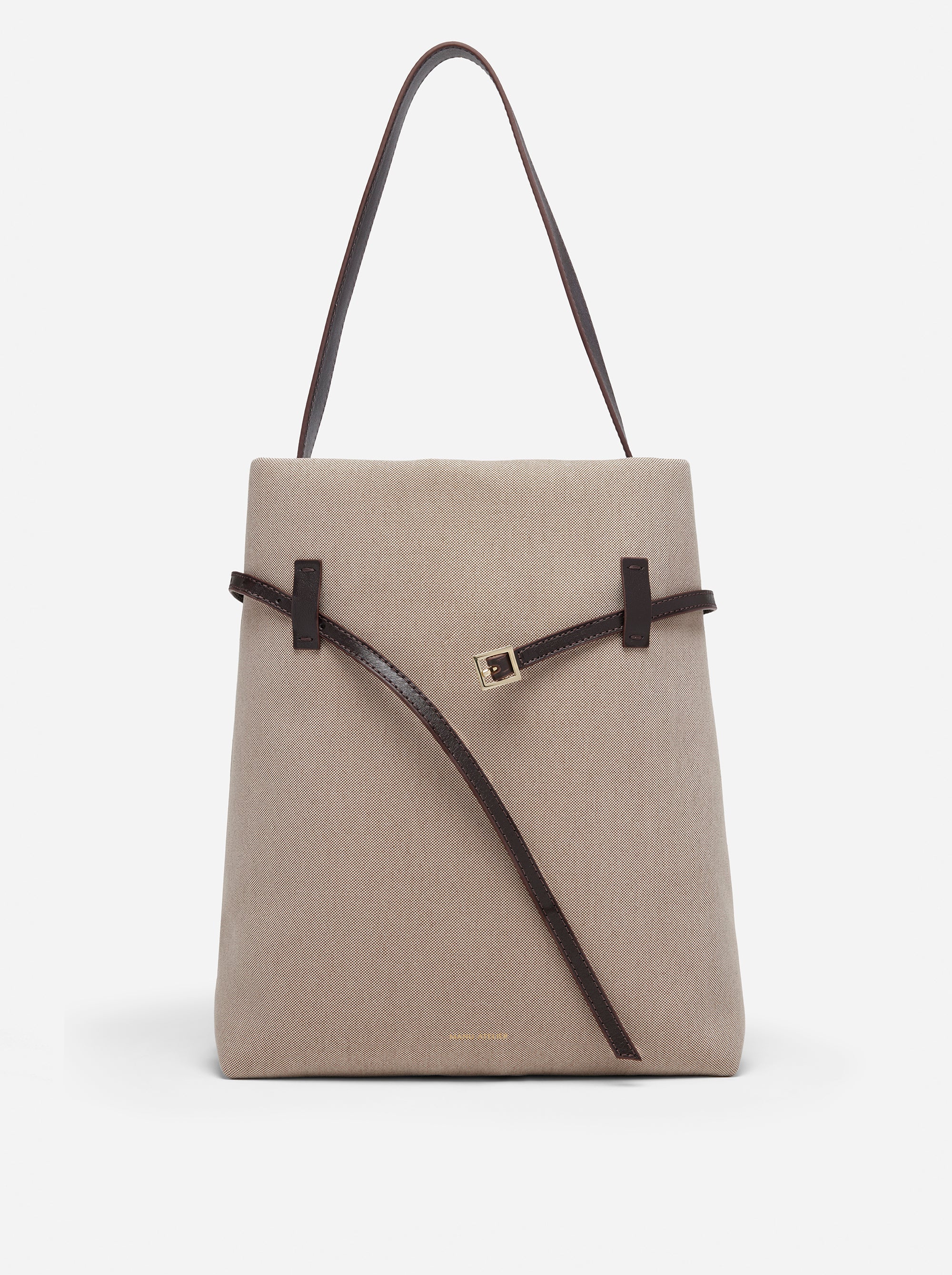 Tote du Jour Beige Canvas & Bitter Brown open front