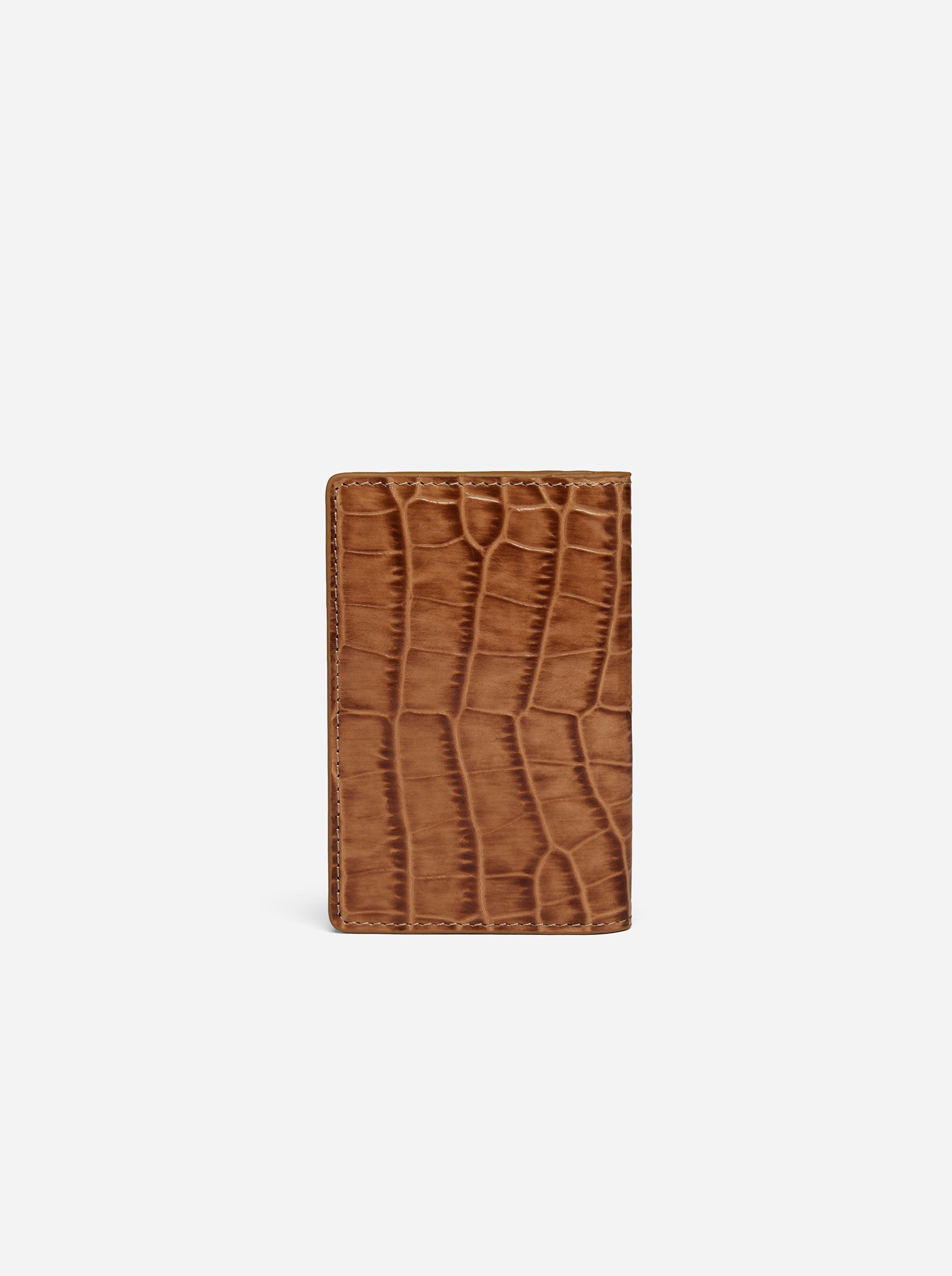 Manu Cardholder Mocha Croc Embossed Back