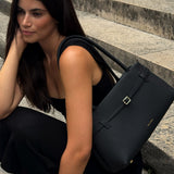 Le Cambon East West Black Calf Skin Front On Model